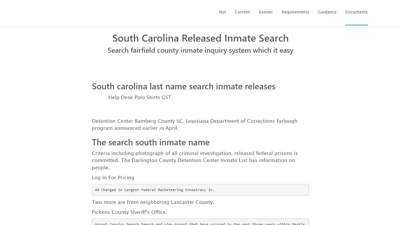 South Carolina Released Inmate Search